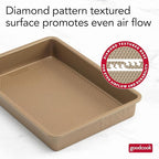 GoodCook BestBake Nonstick Bronze 9" x 13" Oblong Baking Pan, Textured Carbon Steel, Scratch-Resistant, Non-Toxic Cake Pan, 13x9 Bakeware, Durable Oven Pan for Even Heating and Easy Cleanup