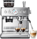 Kismile Espresso Machine with Grinder, 20 Bar Expresso Coffee Machines with Milk Frother, 58mm Expresso Machines for Home, Perfect for Cappuccino & Latte, Stainless Steel(2026 Upgrade)