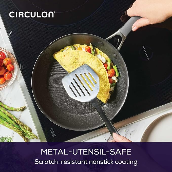 Circulon A1 Series with ScratchDefense Nonstick Induction Pots and Pans Cookware Set, Induction Cookware, Kitchen Essentials, 9-Piece, Graphite