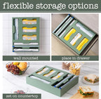 Rae Dunn Bamboo Bag Organizer for Kitchen Drawer - Durable Wood Organizer for Kitchen Storage - Holds Gallon, Quart, Snack, Sandwich Size Baggies, Plastic Wrap and Foil
