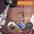 Portable Electric Coffee Grinder and Brewing Kit, Rechargeable, Conical Burr Coffee Grinder with Filter, 32g Capacity & 320 ml Coffee Cup for Camping, Travel, Office, Espresso, Pour Over, etc (Black)