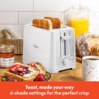 BELLA 2 Slice Toaster with Auto Shut Off - Extra Wide Slots & Removable Crumb Tray and Cancel, Defrost & Reheat Function - Toast Bread, Bagel & Waffle, White