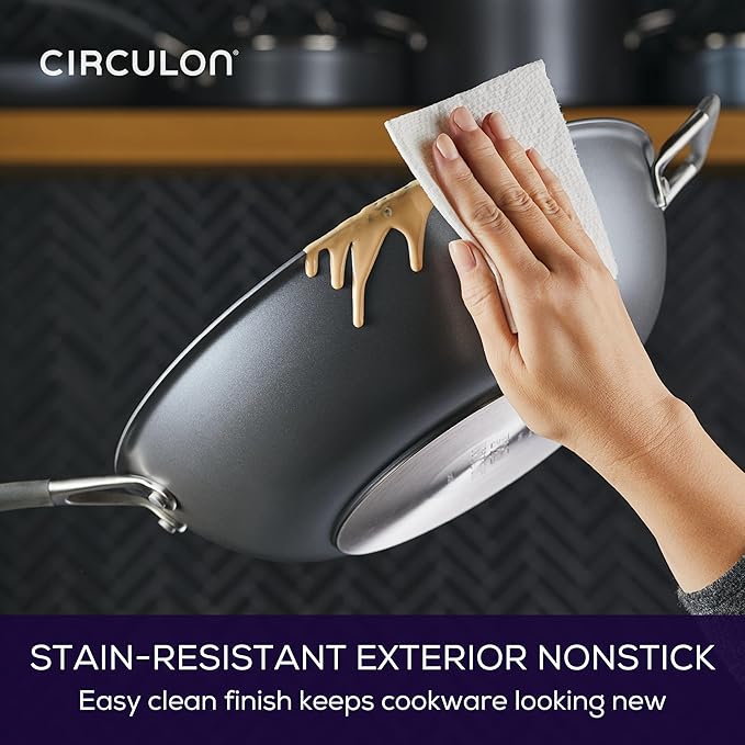 Circulon A1 Series with ScratchDefense Nonstick Induction Cookware Stir Fry Pan, Wok Pan, 13.25-Inch, Graphite