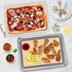 P&P CHEF 16 x 12 x 1 Inch Toaster Oven Pan with Grid Rack and Silicone Mat, Stainless Steel Toaster Oven Tray Baking Pan with Cooling Roasting Rack, Dishwasher Safe (3Pcs)