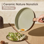 CAROTE Ceramic Cookware Set, Pots and Pans Set Non Stick with Detachable Handle, RV Kitchen Cooking Set, Induction & Oven Safe, PFAS and PFOA Free, Pistachio Green 19 Pcs