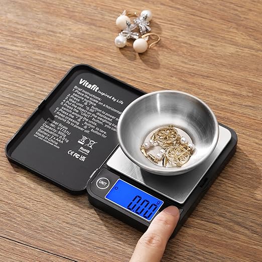 Vitafit 500g Digital Pocket Scale,High Accuracy Assured by Scale Professional Factory Since 2001, Gram Scale 0.01g for Multifunction: Lab,Food, Kitchen,Coffee,Jewelry; Black
