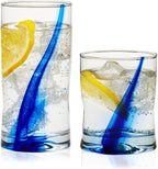 Libbey Blue Ribbon Tumbler and Rocks Drinking Glass Set of 8, Artisanal, Four-Dimpled Glass Cups Set, Clear Glassware Drinking Glasses for Daily Use