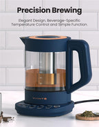 Vianté Electric Kettle With Infuser. No Plastic In Contact With Water. Hot Tea Maker With Temperature Control And Automatic Shut Off. 1.5 Liters Capacity | Midnight Blue Color