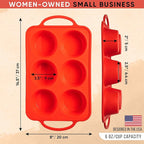 BAKE BOSS Silicone Jumbo Muffin Pan 6 Cup–Non-Stick Cupcake Pans for Baking, Heavy-Duty Large Silicone Muffin Pans for Baking, BPA-Free, Easy-Release, Oven & Dishwasher Safe