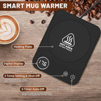 Mug Warmer, Electric Coffee Warmer with 3 Temp Settings, 2-12H Auto-Shutoff Coffee Mug Warmer for Home/Office Desk, Smart Cup Warmer for Milk Tea/Hot Drinks, Candle Warmer Plate (No Cup Included)
