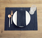 Solino Home Navy Blue Placemats Set of 4 - Cotton Linen Hemstitch Placemats 14 x 19 Inch for Winter, New Year