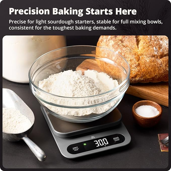 Greater Goods Digital Food Scale for Kitchen & Baking, 10kg/22lb High-Capacity Weight Scale with 1g Precision, Stainless Steel Platform, Hi-Def LCD, Ideal for Bread, Sourdough & Bulk Cooking