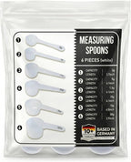 Measure spoons | measuring spoons set of 6 | exact dosing 3 gram scoop, 5 gram scoop, 7,5g, 10g, 15g, 30g | kitchen measuring set for powder and liquids | plastic medicine spoon and cups