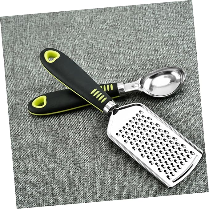 PRETYZOOM 7pcs Stainless Steel Kitchen Gadgets Set Utensils Griddle Spatula Tongs Cheese Grater Pizza Wheel Can Opener for Cooking