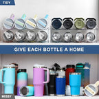 LARGER Compartment - 2 Tier Stackable Water Bottle Organizer Holder - for Stanley 40oz & Others' Large Tumbler - Clear Wine Rack, 8 Cup Bottle Holder for Cabinet Home Countertop Fridge Pantry Shelf