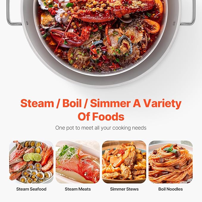 VEVOR 100 Qt Seafood Boiling Kit with Strainer, Outdoor Seafood Boil Pot and Basket, Cooking Set for Crab Crawfish Lobster Boiling, Aluminum Stockpot with 100,000 BTUs Propane Burner and Steamer Rack