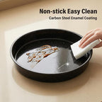 3-Pack Enamel Roasting Pan Set Round Deep Baking Pans Oven Trays10"/12"/14" Cake Pans High Performance Non-Toxic Pizza Pan Cookie Baking Sheets Oven Trays For Cooking Merry Christmas Gift for Mom