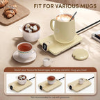 Coffee Mug Warmer & iKago Mug Set, Temperature Control Smart Heated Mug for Desk, Electric Coffee Warmer with Auto Shut Off & Real-Time Temp Display, Gifts for Men Women, 15oz Ceramic Mug