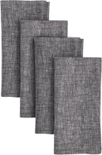 Solino Home Linen Cloth Napkins Set of 4-100% Pure Linen Chambray Black Dinner Napkins 20 x 20 Inch for Winter, Holiday, New Year - Athena, Handcrafted and Machine Washable