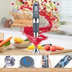Toogel Cordless Immersion Blender, Electric Hand Blender with 21-Speed & 3-Angle Adjust, USB Rechargeable, BPA-Free & Dishwasher Safe for Baby Food, Smoothies, Soup (Grey)