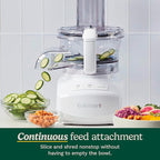 Cuisinart 9-Cup Continuous Feed Food Processor with Fine and Medium Reversible Shredding and Slicing Disc, Universal Blade, Continuous-Feed Attachment, and In-Bowl Storage (White)