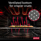 GoodCook AirPerfect Insulated Nonstick Carbon Steel Pizza Pan with Cutting Guides, Perforated Nonstick Pizza Pan, 15.75-Inch, Gray