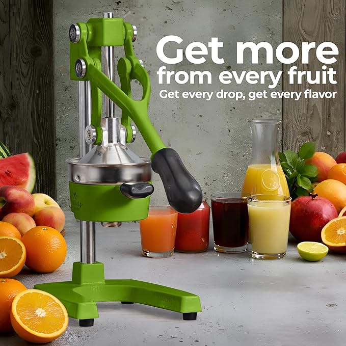 Zulay Kitchen Cast-Iron Orange Juice Squeezer - Heavy-Duty, Easy-to-Clean, Professional Citrus Juicer - Durable Stainless Steel Lemon Squeezer - Manual Citrus Press & Orange Squeezer (Light Green)