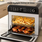 Kismile 18QT Air Fryer Toaster Oven Combo, 12-in-1 Countertop Convection Airfryer Oven, Adjustable 70–450℉ Temperature, Bake, Reheat & Broil, Fits 8-10″ Pizza, Complete Accessories Included, Black