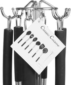 7-Piece Cooking Utensils Set - Stainless-Steel and Silicone Kitchen Tools and Holder - Heat Resistant and Nonstick Set by Classic Cuisine (Silver)