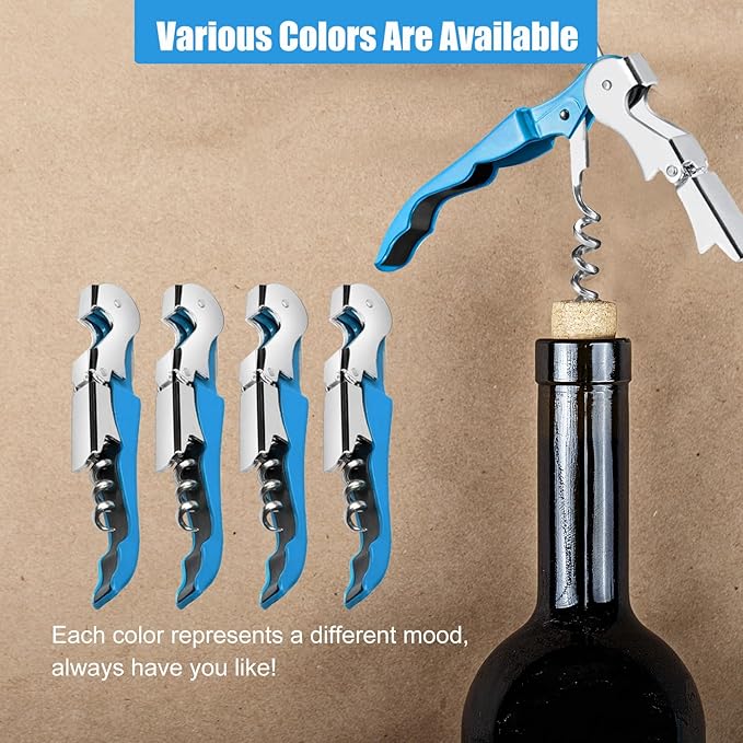 6 Pieces wine key wine opener Professional Waiter Corkscrews Stainless bottle opener Fold Serrated Foil Cutter Key for Family, Company Party,Bars,Restaurants(blue)