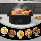 20 Quart Electric Roaster Oven with Self-basting Lid, Turkey Roaster Oven with Removable Pan and Rack, Black