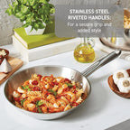 T-Fal Gourmet Stainless Steel Fry Pan 12.5 Inch Induction Compatible Skillet Pan, Fast and Even Heating, Oven Safe to 500F, Professional Grade Cookware for Home Chefs