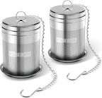 House Again 2 Pack Large Tea Infusers, Extra Fine Mesh Tea Strainers for Loose Tea, Updated Slim Threaded Lid & 304 Stainless Steel, Loose Leaf Tea Steeper for Brew Tea Spices & Seasonings