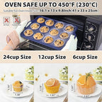 2 Pack Silicone Muffin Pan 12 and 24 Cup with Metal Frame,Non Stick Silicone Mini Cupcake Pan with Handles, BPA Free Silicon Regular Muffin Tin Tray Small for baking, egg bites, Mold Grey