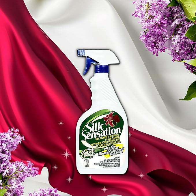 Sparkle Plenty Silk Sensation Artificial Flower & Plant Leaf Cleaner - Fake Flower Dusting Spray - Silk Plant Cleaner Spray No Wipe - Drip Dry Cleaning Supplies for Artificial Tree (32 oz, 2 Pack)