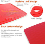 Liflicon Thick Cutting Boards for Kitchen Silicone Chopping Board Set of 2 Mid 12.6'' x 9.1”,Mini 9.1”x7.1” Non-slip Deep Drip Juice Groove Easy Grip Handle,Dishwasher Safe-Red