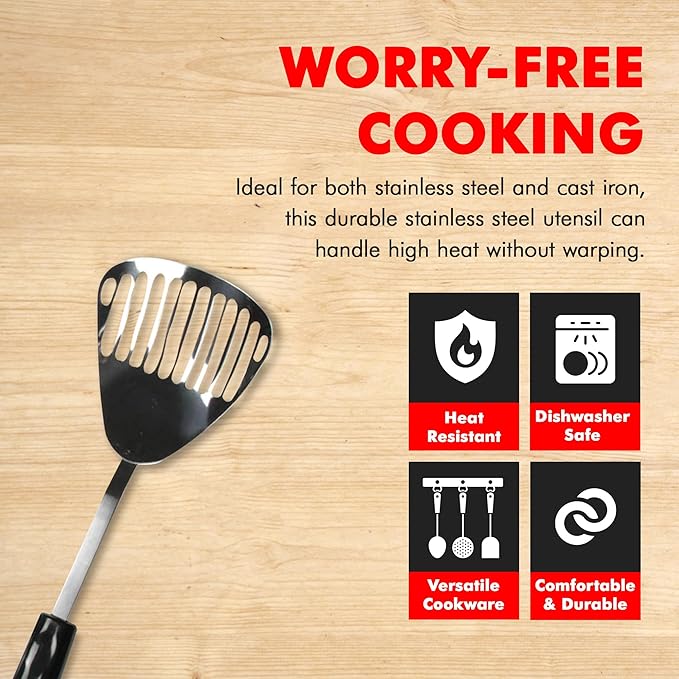 Chef Craft Select Slotted Sturdy Skimmer, 13 inch, Stainless Steel