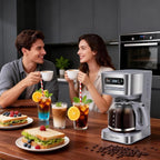 Taylor Swoden Programmable Coffee Makers 12 Cup, Hot and Iced Coffee Maker, 4 Brew Strength, LED Display, 24H Timer, Keep Warm&Auto Shutoff- Drip Coffee Machine for Home/Office, Gray & Stainless Steel