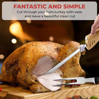 Prikoi Electric Knife - Carving Knife Set, Easy-Slice Serrated Edge Blades for Meat, Bread, Turkey, Ribs, Fillet, DIY, Ergonomic Handle + 2 Blades for Raw & Cooked Food New Upgrade(Faux Wood)