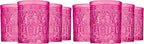 Godinger Old Fashioned Whiskey Glasses, Drinking Glasses, Vintage Decor, Glass Cups, Water Glasses, Cocktail Glasses - Jax Collection, 12oz, Hot Pink, Set of 4 (Pack of 2)