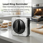 Searon Mechanical Kitchen Timer, Magnetic Manual Countdown Timer with Loud Ring, Stainless Steel, No Battery Needed, Easy to Use for Cooking and Baking