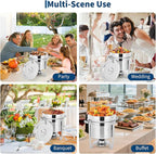 GarveeHome 7QT Soup Chafer Set of 4, Stainless Steel Round Soup Warmer with Pot, Notched Lids & Fuel Holders, Commercial Food Warmer for Buffets, Events and Party Service