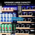 Wine and Beverage Refrigerator 30 Inch, Beverage Fridge Dual Zone with Upgraded Cooling, Wine Beverage Cooler Built-in or Freestanding, 30 Bottles and 110 Cans Large Capacity