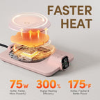 Coffee Mug Warmer & iKago Mug Set, Accurate Temperature Control Smart Heated Mug for Desk, Electric Coffee Warmer with Auto Shut Off & Real-Time Temp Display, Gifts for Men Women, 15oz Ceramic Mug