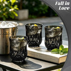40 Pack Plastic Stemless Wine Glasses,12oz Unbreakable Vintage Elegant Drinking Glass Set,Reusable Fancy Cocktail Cups for Party, Wedding, and Bulk Events (40, 12oz-Black)