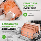 NutriChef 5-Piece Bakeware Set – Premium Non-Stick, Stackable Kitchen Baking Pans with Silicone Handles – Includes 3 Cookie Sheets, Baking Pan & Lid – Perfect for Cakes, Cookies & Brownies