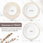 13" Round Placemats Set of 8, Reversible Faux Leather Heat Resistant Table Mats, 100% Waterproof Oilproof Wipeable Table Protective Placemats for Vinyl, Washable for Indoor & Outdoor Use (8, Beige)