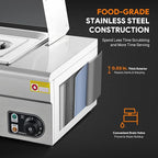 WILPREP 3-Pan Commercial Food Warmer with Sneeze Guard, Three 1/2 Pans, 1500W Countertop Electric Steam Table, 86-185°F Adjustable Temp Control, Stainless Steel Buffet Bain Marie