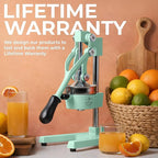 Zulay Kitchen Cast Iron Juicer - Easy-to-Clean Heavy-Duty Manual Juicer, Professional Citrus Juicer - Stainless Steel Lemon Squeezer - Manual Citrus Press & Orange Squeezer - Orange Juicer – Mint