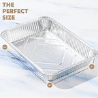 PLASTICPRO 10 Pack Aluminum Pans 12.5'' x 9" Disposable Pans with Covers Heavy Duty 4 lb Foil Pans for Baking and Cooking